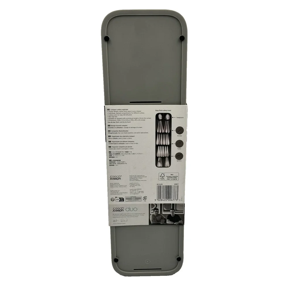 Joseph Joseph DrawerStore Compact Cutlery Organiser Grey Drawer Tray Divider New